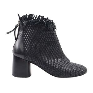 🔥Linea Paolo Sabina Woven Leather Heel Bootie Fringe, Black 9US/39EU MSRP$170🔥